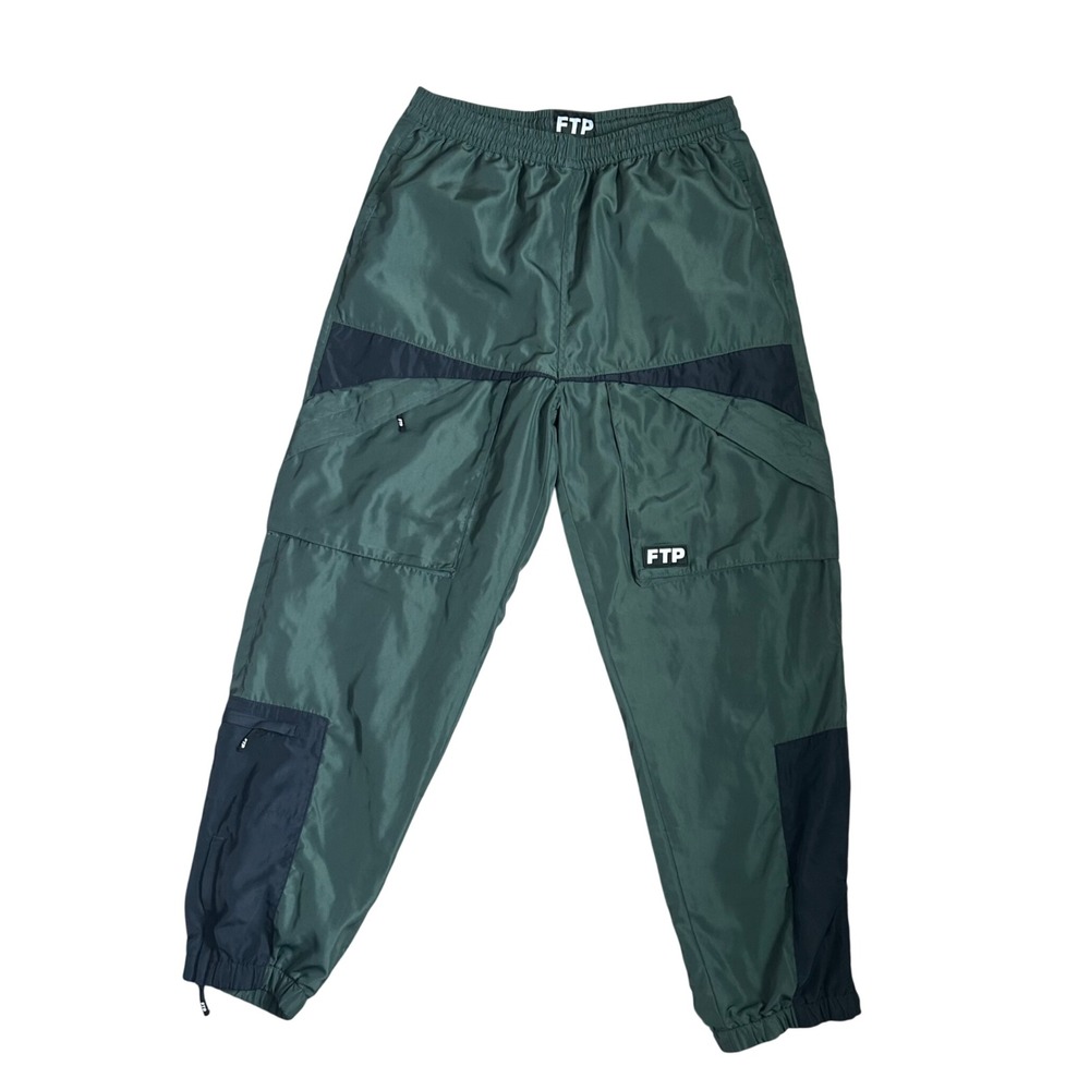 FTP Fuckthepopulation Mens‎ Colorblock Nylon Track Pants Green Black Size Large